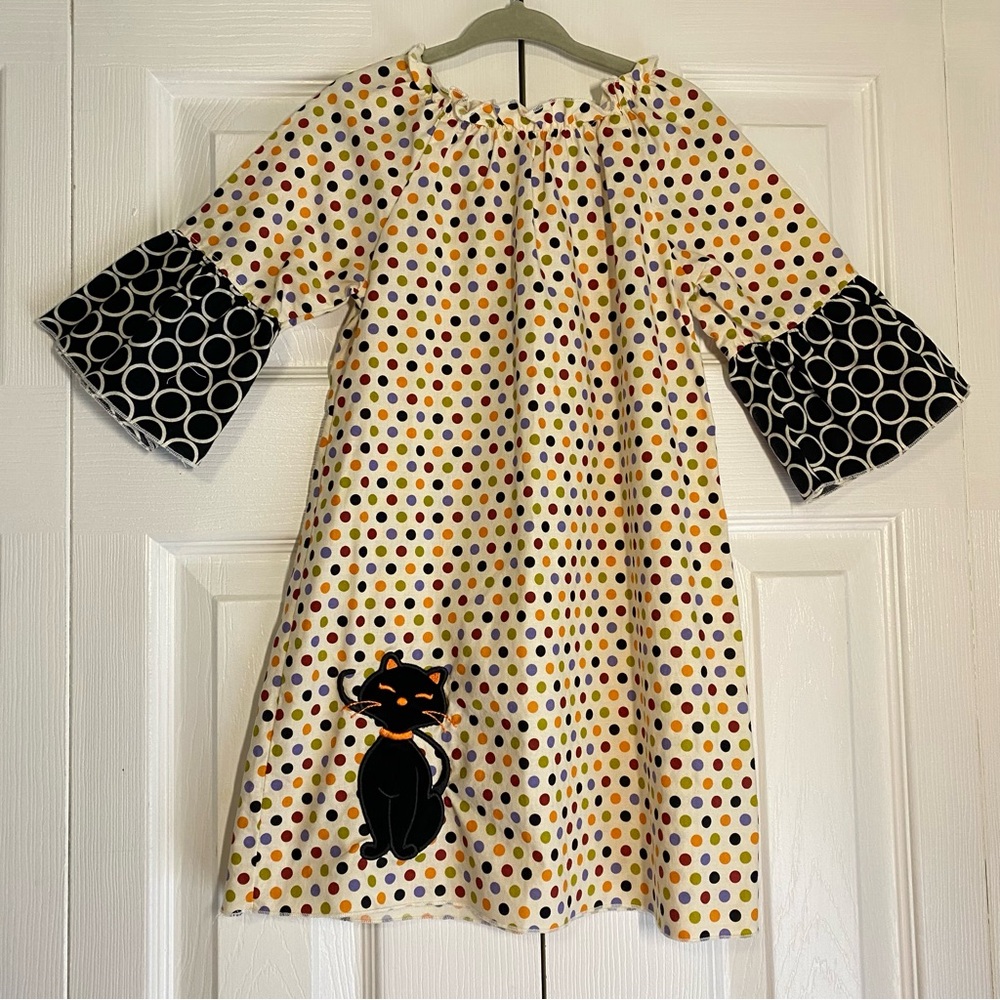 Lolly Wolly Dress Polka Dot Black Cat Halloween 3T